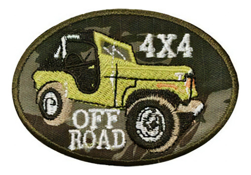 Patch Bordado 4x4 Off Road Amarelo Com Fecho De Contato