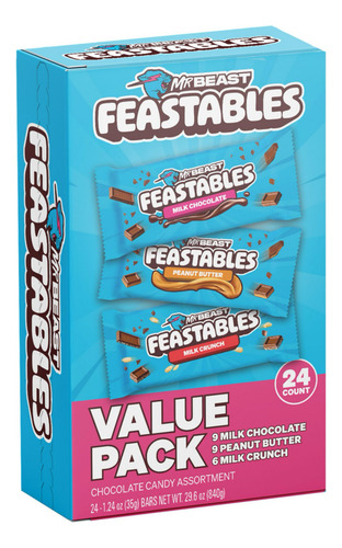 Chocolates Feastables Mr. Beast Value Pack 24 Piezas