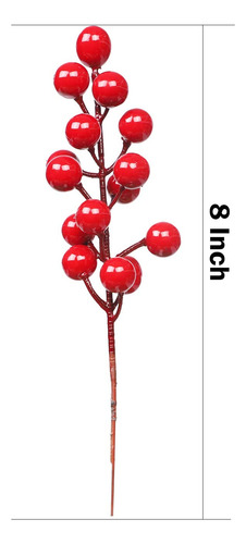 Paquete 24 Tallos Bayas Rojas Artificiales Para Navidad