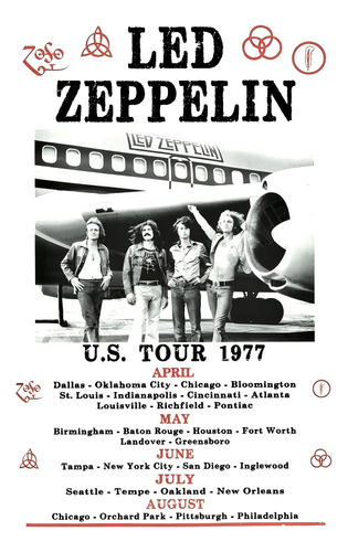 Led Zeppelin Afiche Tour 1977 48x33cm