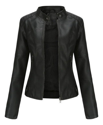 Chaqueta De Cuero Femenino Casual For Motocicletas