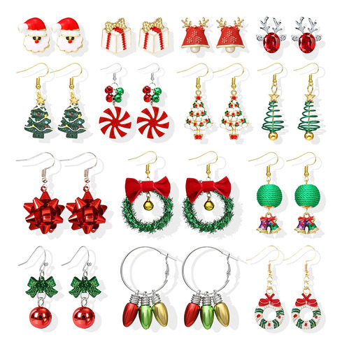Christmas Stud Earrings Set Christmas Tree Santa Claus Candy