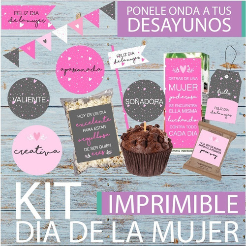 Kit Imprimible Desayuno Dia De La Mujer Tag Etiqueta Tarjeta