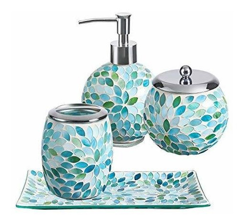 Kmwares Juego De Accesorios De Baño Decorativos De Vidrio Mo