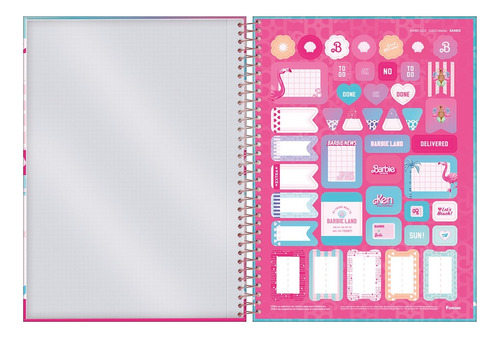 Caderno Barbie 1 Matéria Universitário Espiral Foroni Capa 1