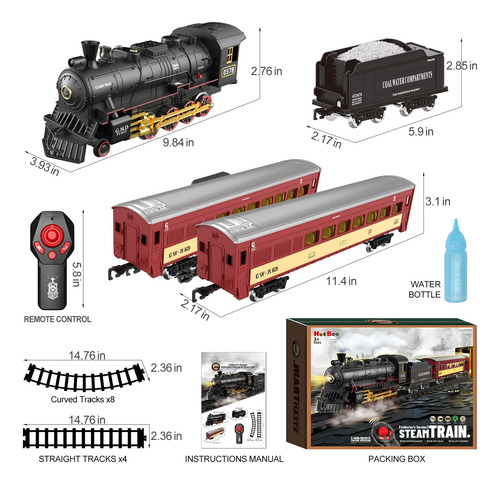 Hot Bee Tren Rc Navidad Luz Vapor Sonido Para Niños 3-8+