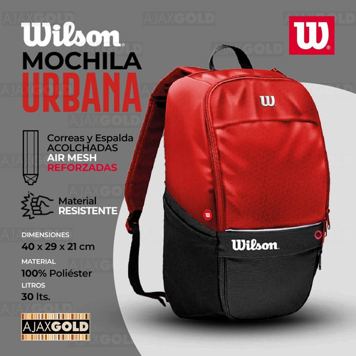 Imagen 6 de 8 de Mochila Wilson Open Urbana Deportes Reforzada Porta Notebook