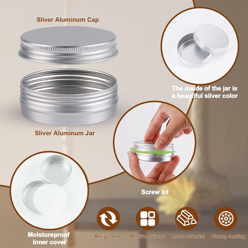 Paquete 96 Latas Redondas 2oz Aluminio Para Velas Y Ungüento