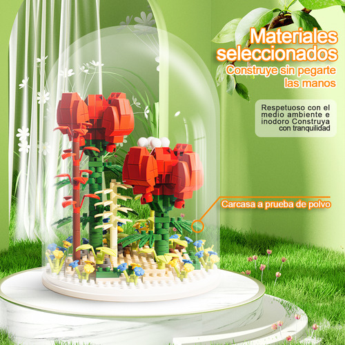 868 Pcs Bloques De Construcción De Bonsái Flores De Plantas Rosa Azul