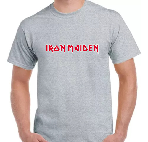 Remera Gris Sublimada Personalizada Iron Maiden