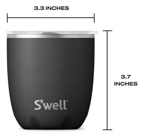 Vaso Acero Inoxidable 10 Oz Tapa Deslizante Ónix Aislado