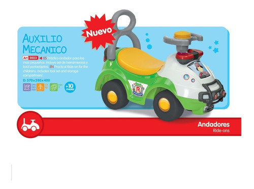 Imagen 2 de 3 de Andador Arrastre Pata Pata Bebe Rondi Auxilio Mecanico Color Verde