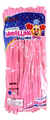 Globo Latex Salchicha Colores Pasteles #260 Macarron 100pz X Color Rosa Pastel