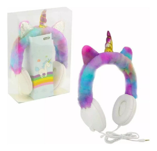 Audifonos De Unicornio Peluche Manos Libres 3.5mm