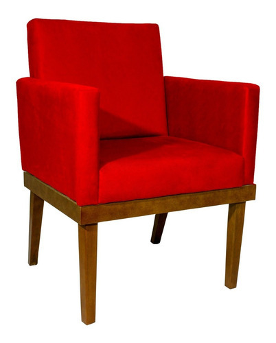 Poltrona Decorativa Cadeira Reforçada Recepção Divine Cores Cor Vermelho Desenho do tecido TECIDO SUEDE