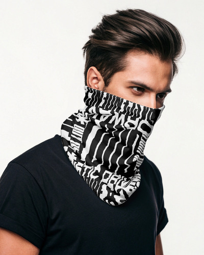 Neckwear Cuellera Doble Reversible Térmica Uv Multiuso Loud Blanco Y Negro Estampado / Liso Unico Adulto