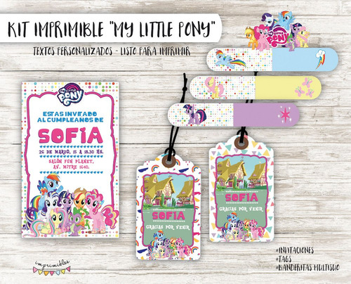 Kit Imprimible My Little Pony - Textos Personalizados