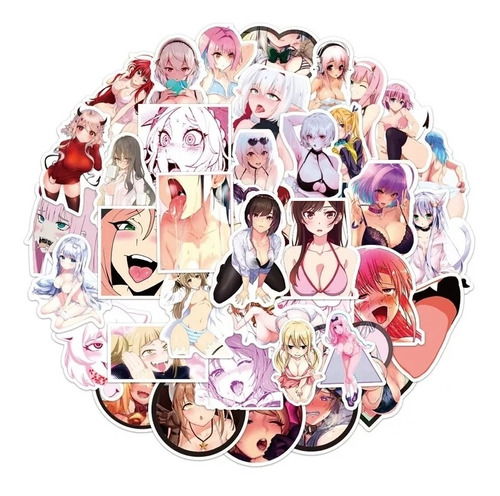 Stickers Impermeables Sexys Chicas Waifu Anime 50 Unidades