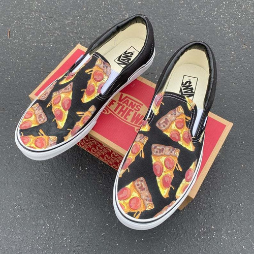 Vans Pizza Custom Personalizados A Mano Originales Negros ... Vans Pizza Custom Personalizados A Mano Originales Negros ...
