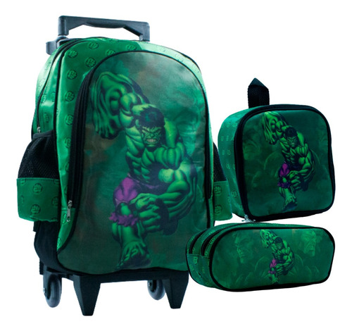 Kit Escolar Infantil Hulk Mochila + Lancheira + Estojo