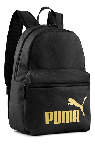 Mochila Puma 94303 Textil Negro/oro Escolar Diseño De La Tela Lisa