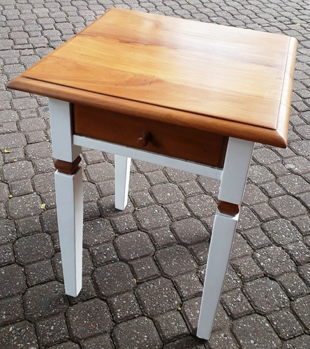 Mesa Lateral Branca Com 1 Gaveta Madeira Maciça