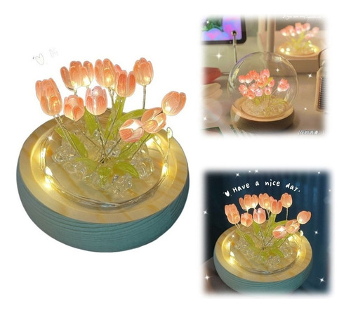 Regalo Muchacha Luz Noche Flor Del Tulipán Led Diy Romantica