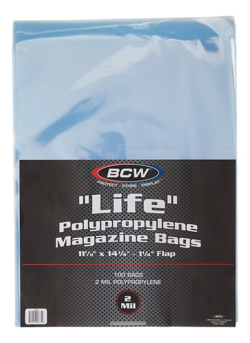 Bcw Life Magazine Bags 100 Bolsas De 11-1/8 Pies X 14-1/4 P.