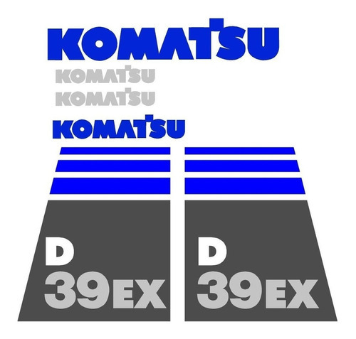 Kit Adesivos Trator De Esteira Compatível Komatsu D39ex Comp Cor TRATOR ESTEIRA KOMATSU D39EX