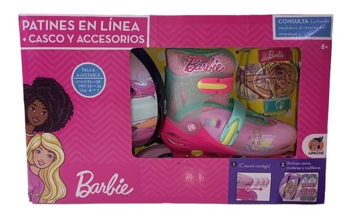 Patines Lineales Barbie Ajustables De La 35 -38 C/casco 