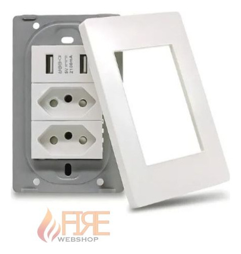Tomada Usb De Parede Dupla Bivolt 10a Embutir Duo 110/220
