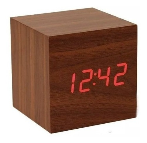 Reloj Desperador De Madera Calendario Temperatura Minimal