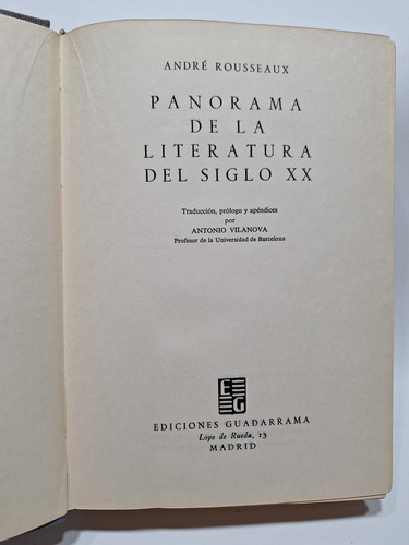 Antiguo Libro Panorama De La Literatura Del Siglo Xx Le382