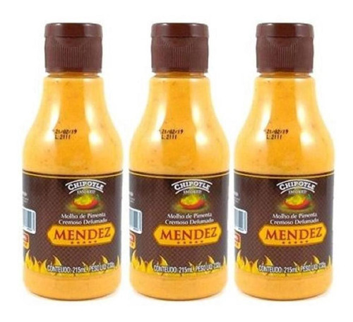 Kit Molho Pimenta Mendez 215ml 03 Cremosa Defumada Chipotle