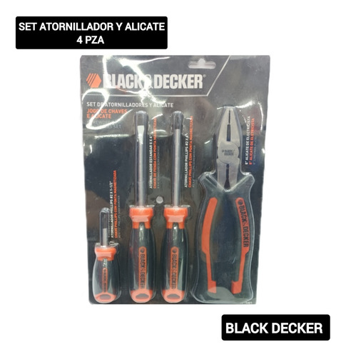 Set Atornillador Y Alicate 4 Pza Marca Black Decker 