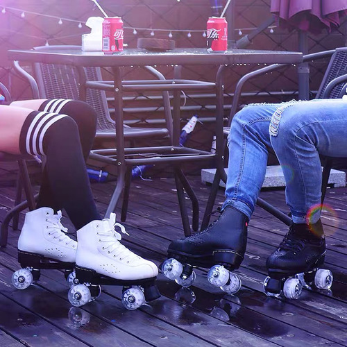 Patines Flash Wheel Con Doble Línea Led, 4 Ruedas Y Dos