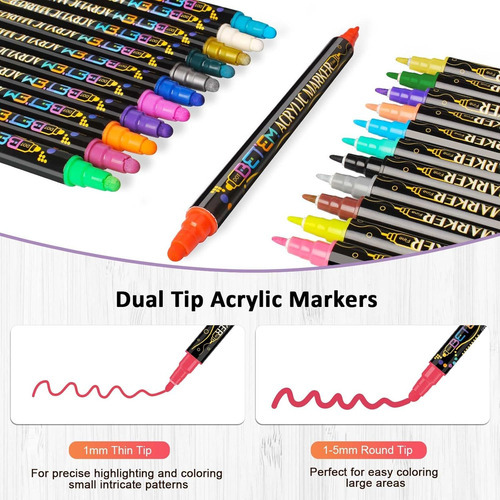 Marca De Doble Punta De 24 Colores