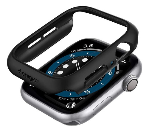 Case Spigen Thin Fit Para Apple Watch 4 5 6 Se 1/2 44mm Negr