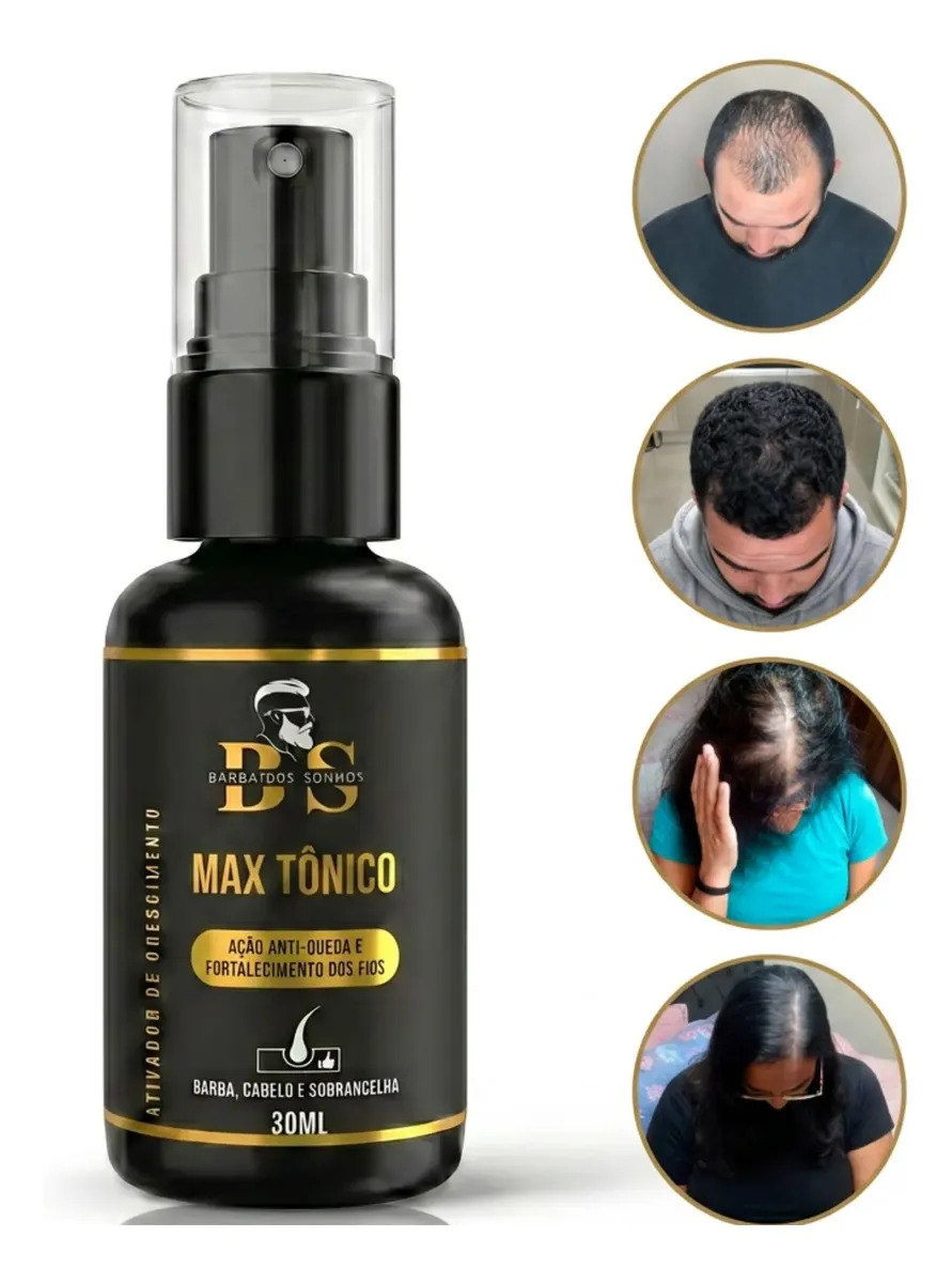 Max Tônico Capilar Crescimento Barba Cabelo Sobrancelha 30ml Amadeirada
