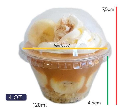 Imagem 2 de 9 de 100 Pote Para Bolo Doce Cupcake 120 Ml Copo + Tampa Bolha
