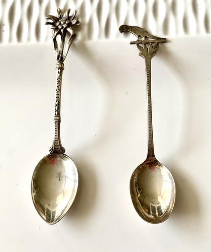 Antiguas Cucharitas Plata 800. Origen: Lugano, India (Usado)