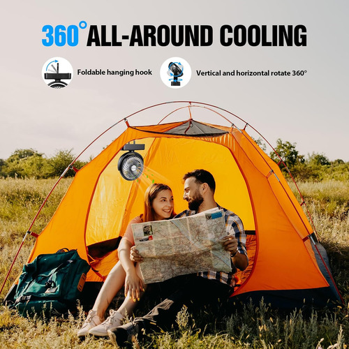Ventilador Portátil Con Linterna Led Y Batería Recargable De