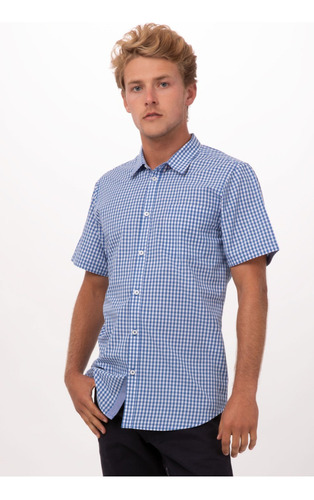 Camisa Chef Works Modelo Gingham Azul Mc (caballero)