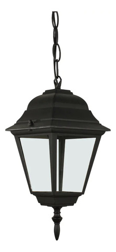 Pendente Colonial Externo Alumínio E Vidro Preto Pd2160