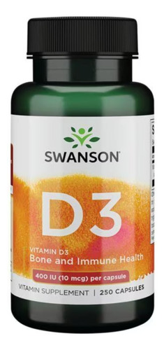 Vitamina D3 400 Ui Swanson 250 Softgels (hasta 8 Meses)