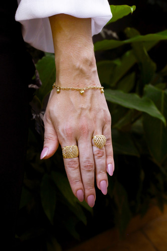 Pulseira Feminina De Ouro 18k Com Berloques Coração