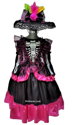 Disfraz Vestido Catrina Sombrero Fiesta Halloween Niñas | MercadoLibre