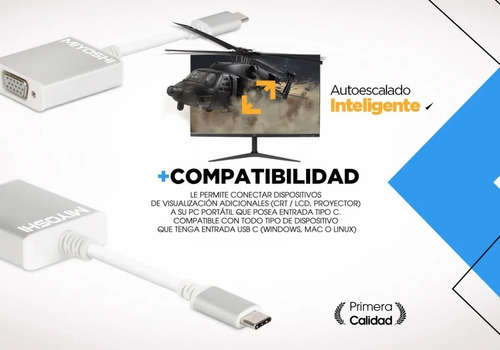 Imagen 8 de 10 de Cable Usb C 3.1 A Vga Adaptador Para Macbook Pc Celular