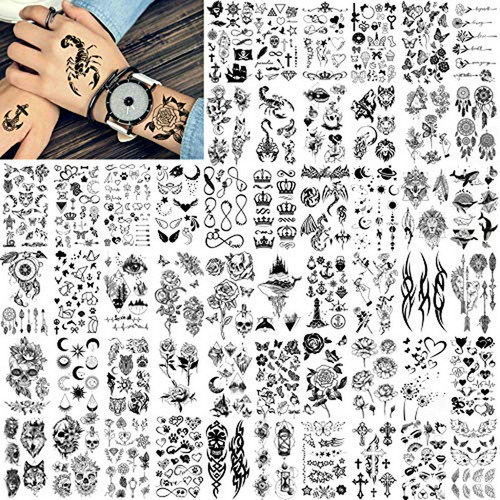 Tatuaje Temporale - Fanrui 52 Sheets Creative Black Tiny Cro