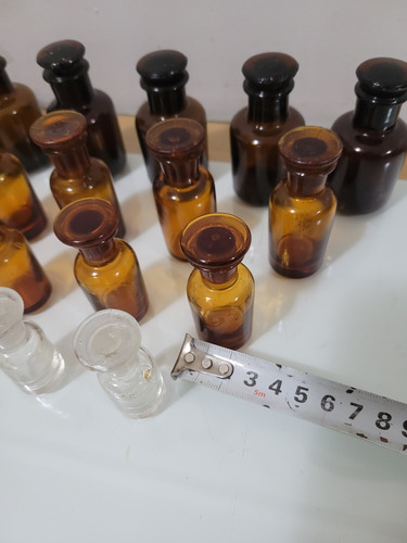 Antiguo Frascos Tapón Años 20 Boticario Farmacia Adorno Lote (Usado)
